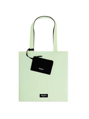 Prada Beauty Light Green Tote with Black Pouch New Authentic
